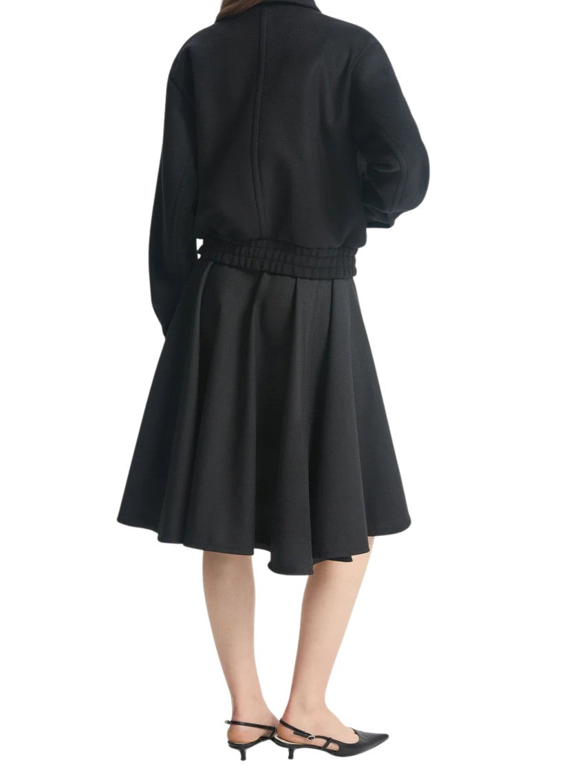 Bite Studios Black Voluminous Tailored Wool Midi Skirt