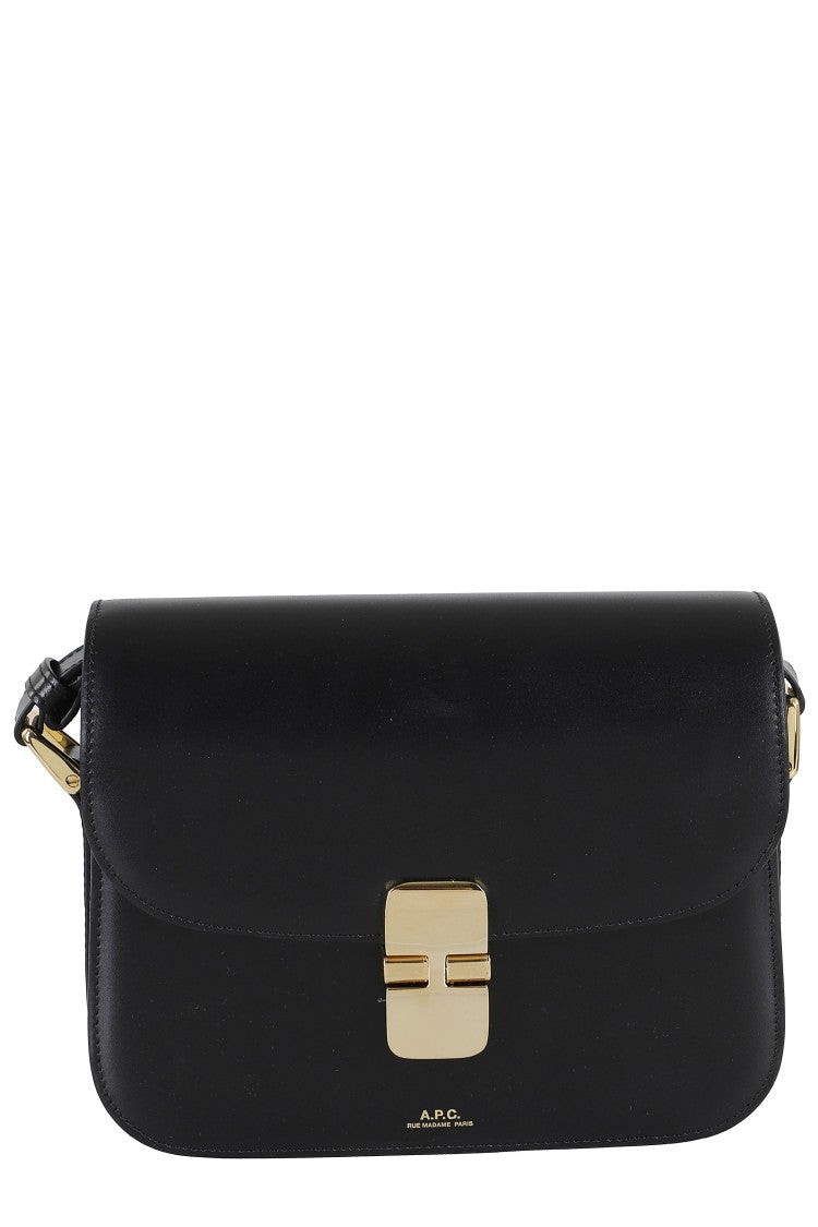 A.P.C. Black Grace Small Engraved Logo Leather Shoulder Bag