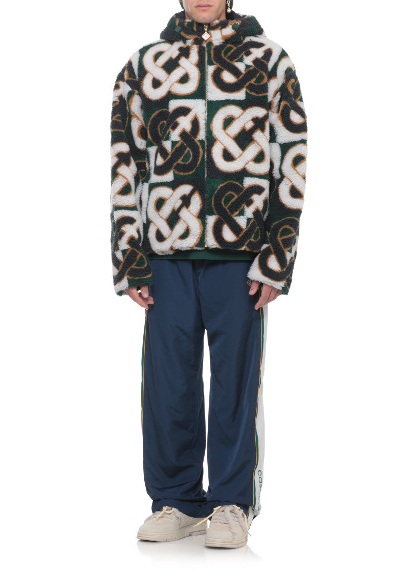 Casablanca Green Monogram Fleece Zip Jacket