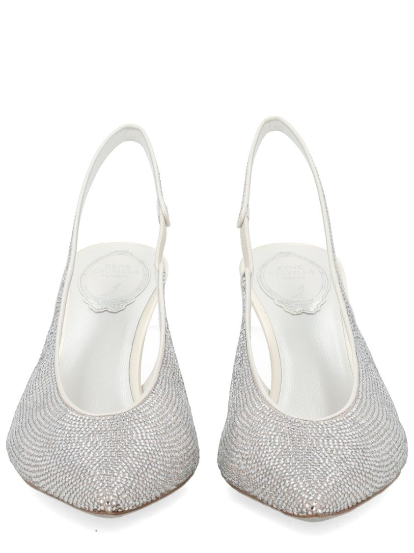 René Caovilla Jinny Pointed Toe Sparkling Slingback Pumps