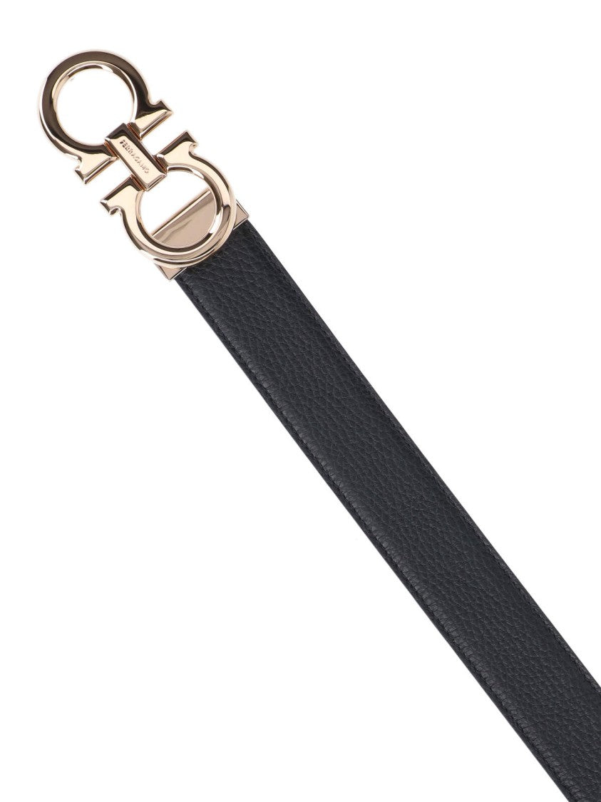 Ferragamo "Gancini" Reversible Belt Black