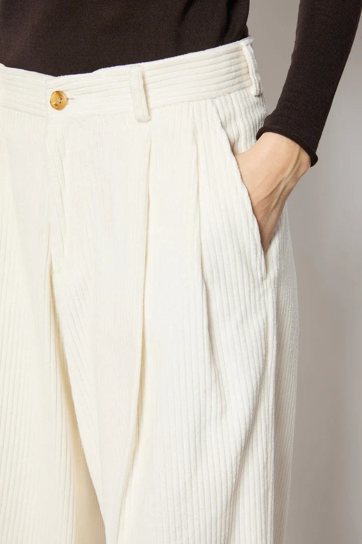 L.B.M. 1911 High-Waist Wide-Leg Pants With Ribbed Texture