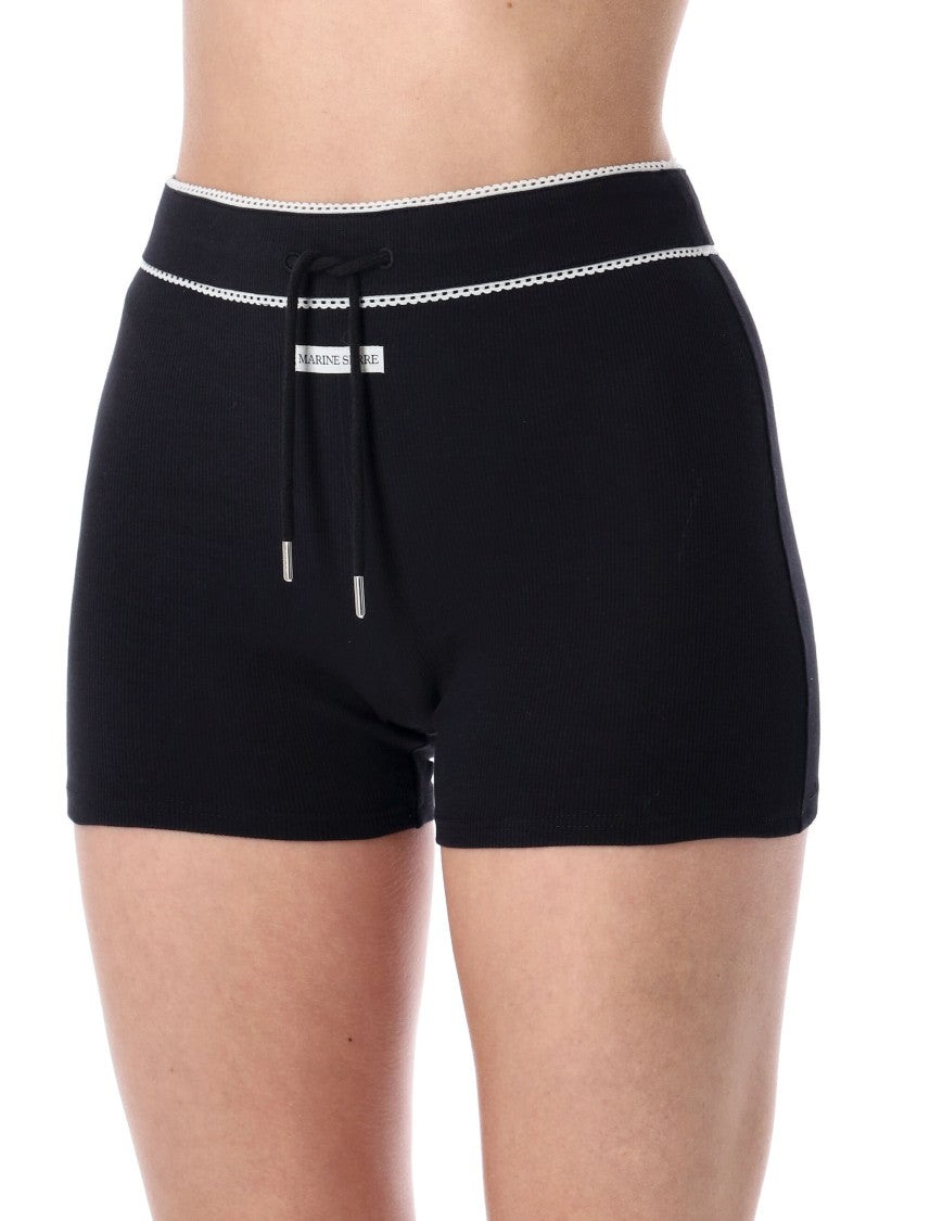 Marine Serre Ribbed Drawstring Shorts
