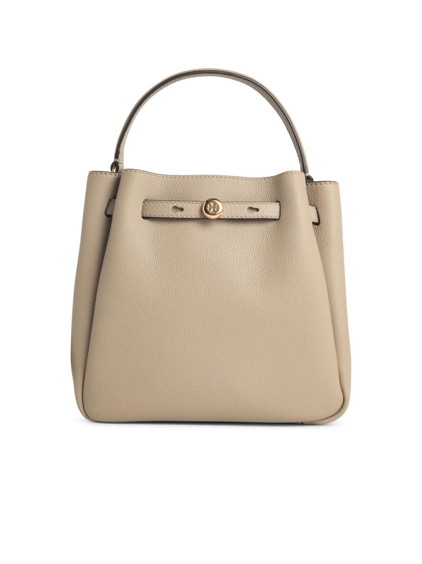 Tory Burch 'Romy' Small Bucket Bag In 'Soft Cement' Leather