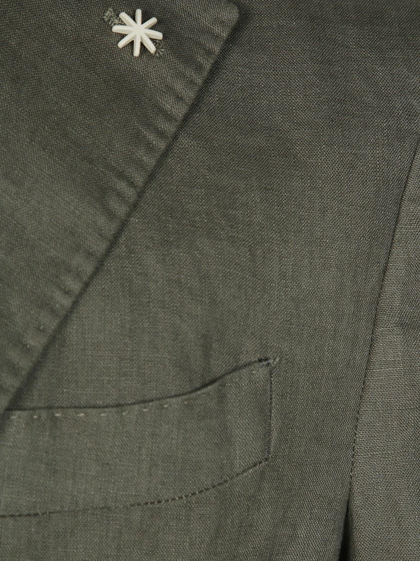 Manuel Ritz Muted Olive Linen Like Tailored Suit