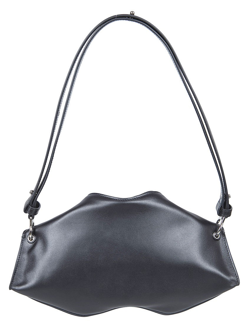 Alexander Mcqueen Sculptural Black Calfskin Leather Clutch Bag