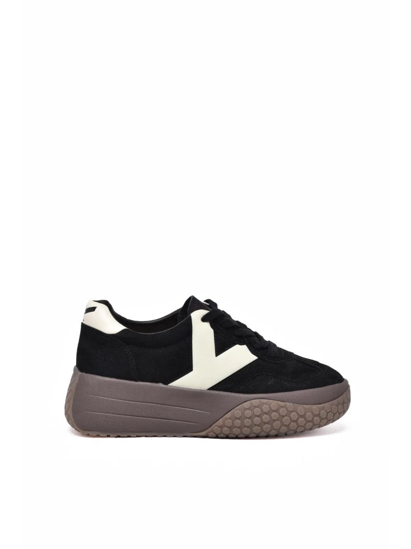 Keh-Noo Black Leather Suede Sneakers
