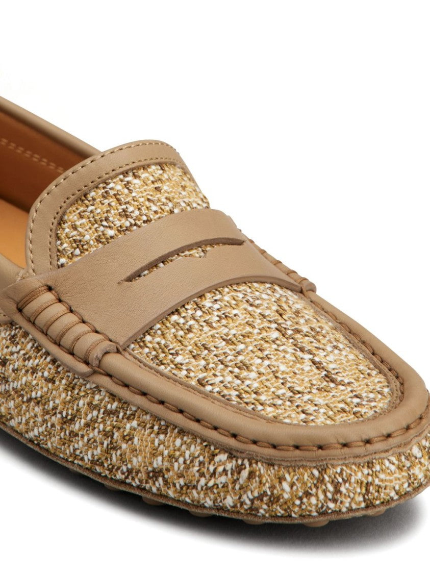 Tod's Textured Upper Slip-On Moccasin Shoes With Rubber Studded Sole