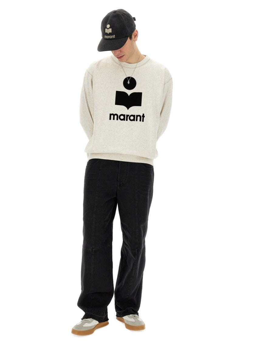 Isabel Marant Light Beige Sweatshirt With Bold Graphic Logo