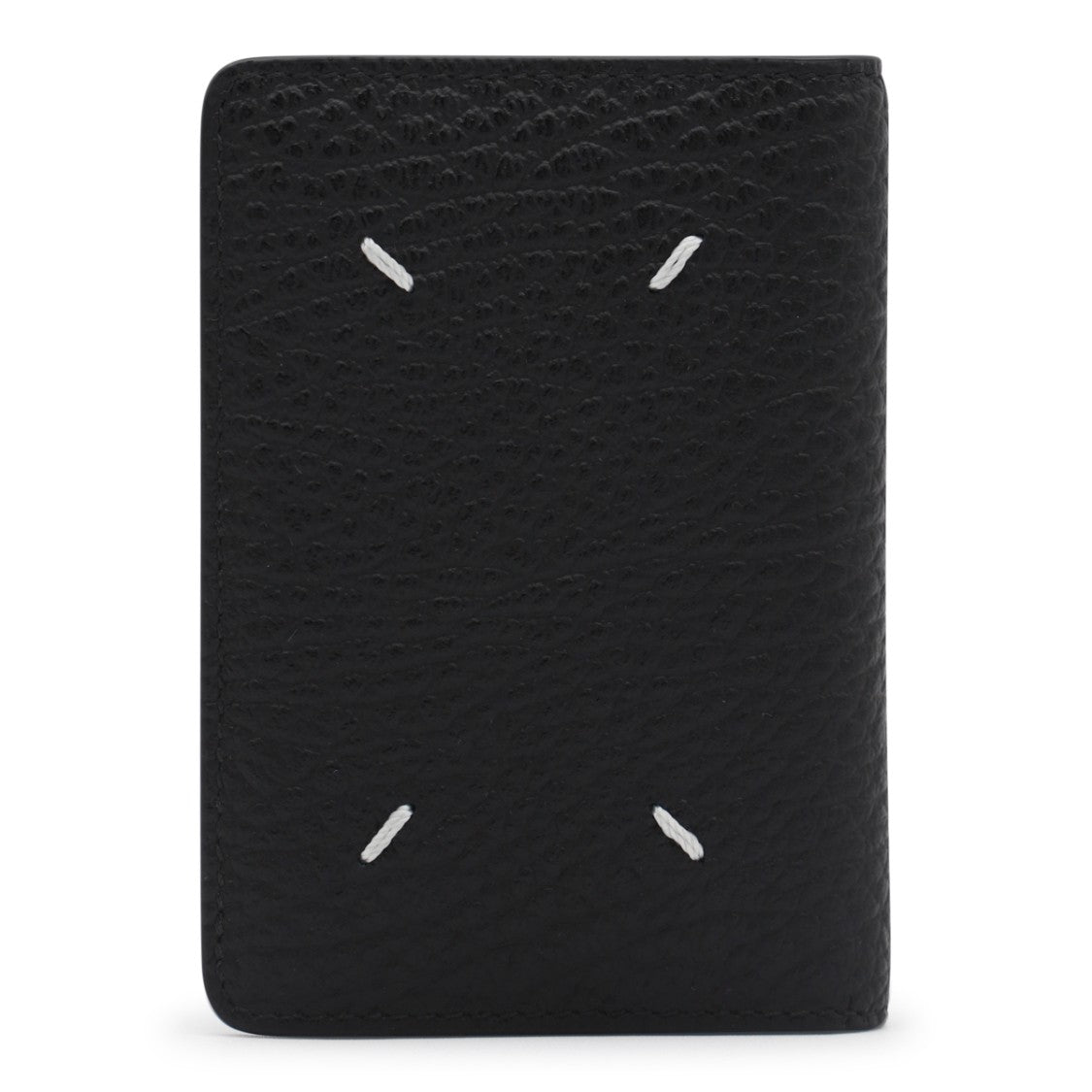 Maison Margiela Textured Black Leather Card Holder With Subtle Stitching
