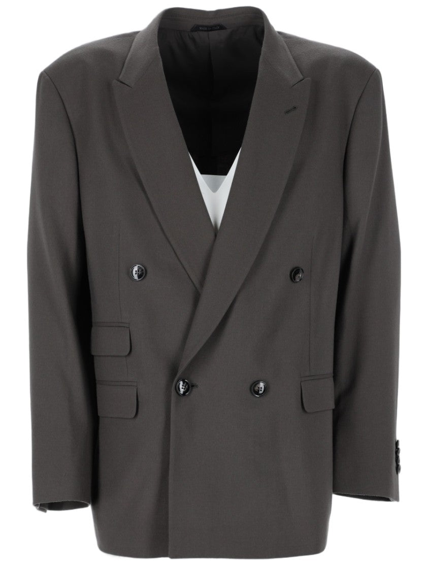 Giorgio Armani Double-Breasted Oversized Virgin Wool Blazer