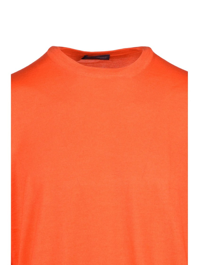 Drumohr Orange Extrafine Merino Wool Crewneck Sweater
