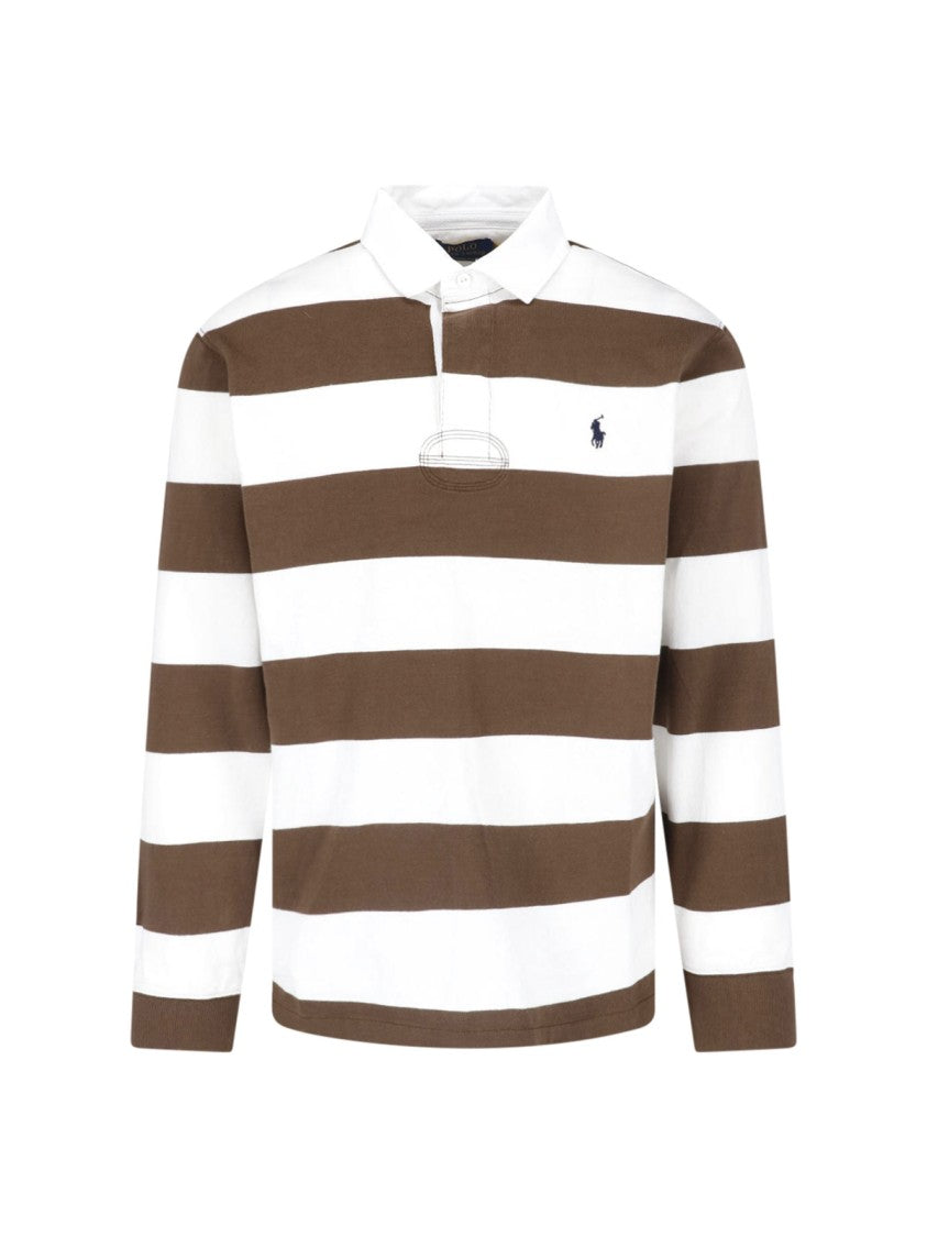 Polo Ralph Lauren Brown Striped Rugby Cotton Polo Shirt