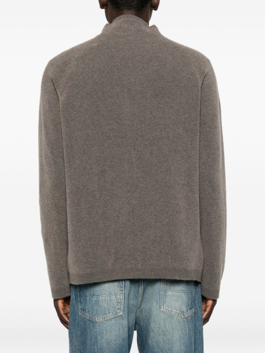 Our Legacy Full-Zip Merino Wool High-Collar Sweater