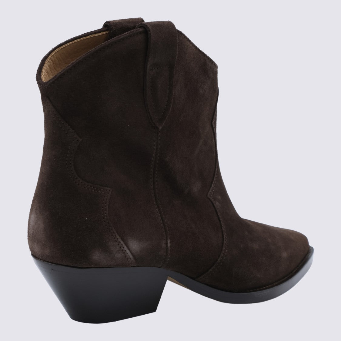 Isabel Marant Pointed Toe Suede Ankle Boots With Western Stitching