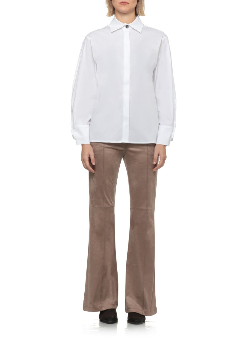 D. Exterior White Boxy Concealed Placket Cotton Shirt
