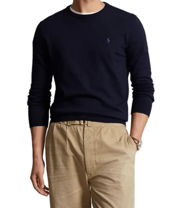 Polo Ralph Lauren Men's Round Neck Blue Cotton Sweatshirt