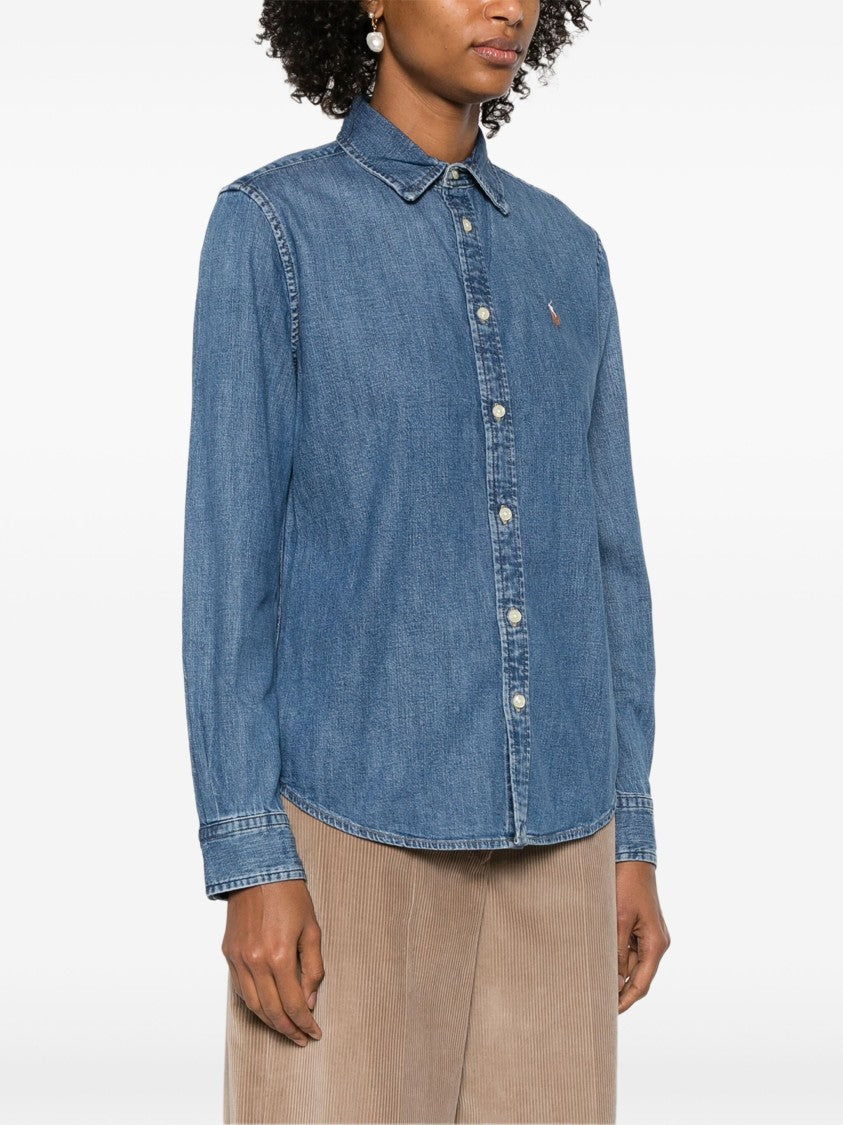 Polo Ralph Lauren Medium Blue Wash Long-Sleeve Button-Front Shirt