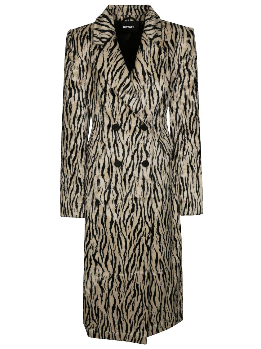 Rotate Printed Faux Fur Coat