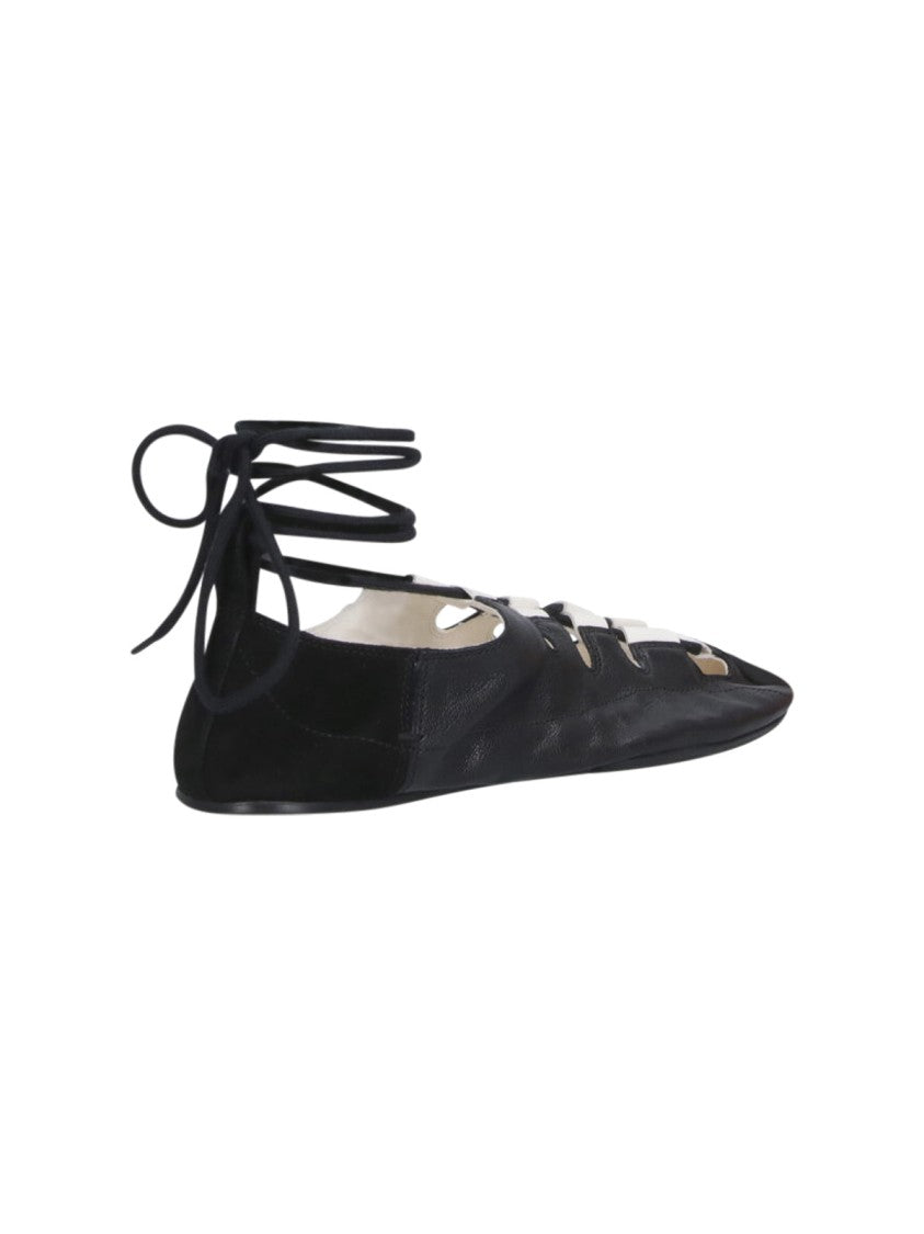 Alaïa Black Pointed Toe Cut-Out Ankle Flats