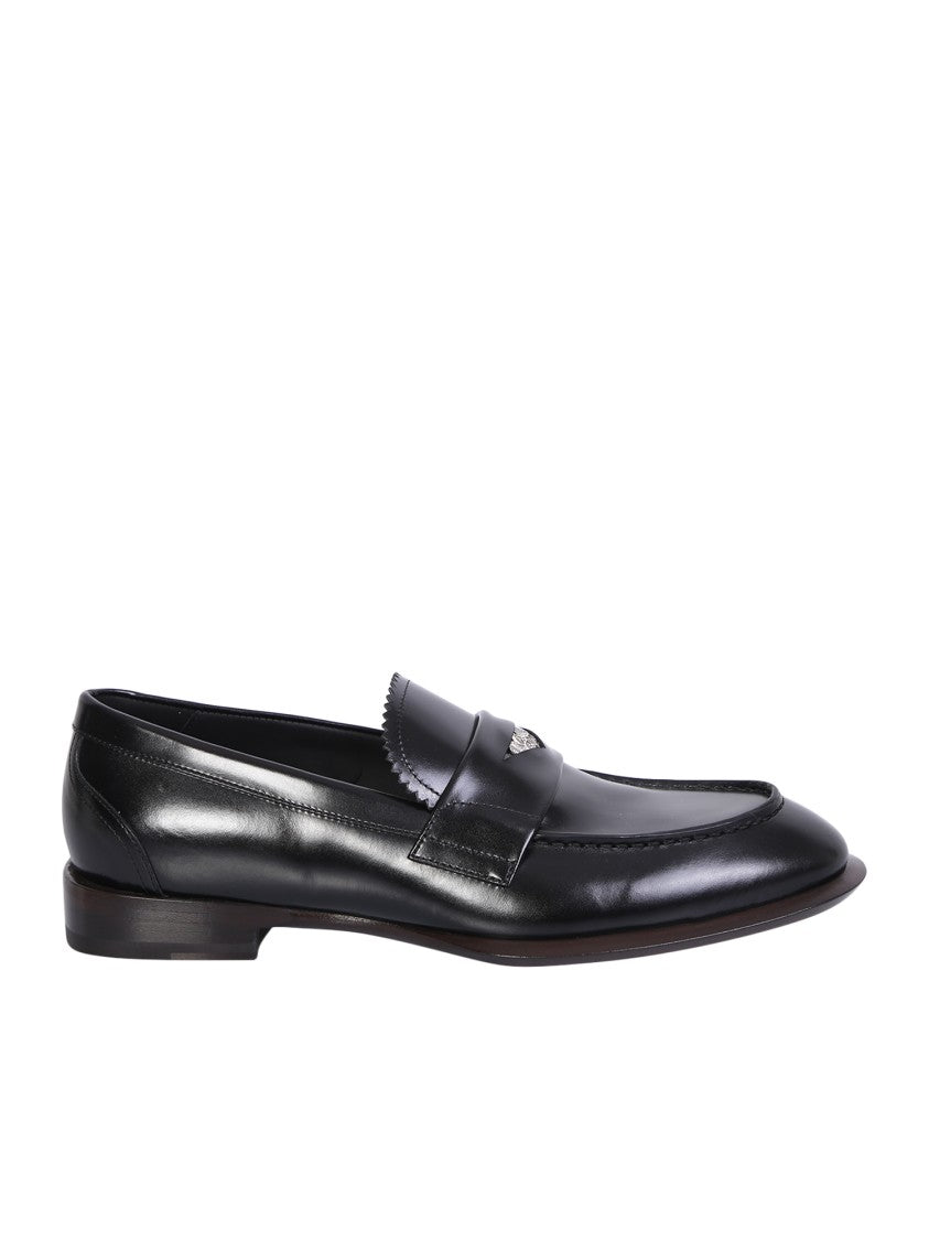 Alexander Mcqueen Black Leather Almond Toe Loafers