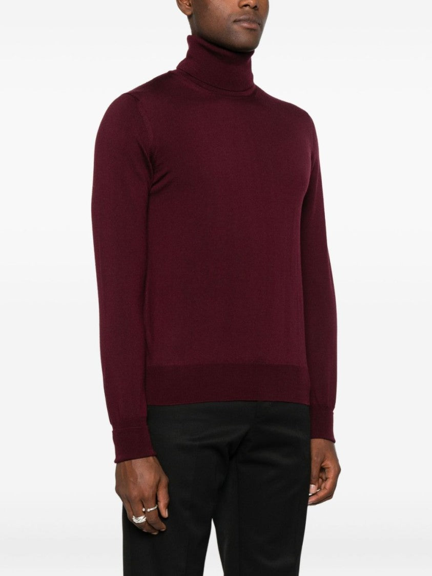 Alpha Studio Vibrant Red Merino Wool Turtleneck Sweater