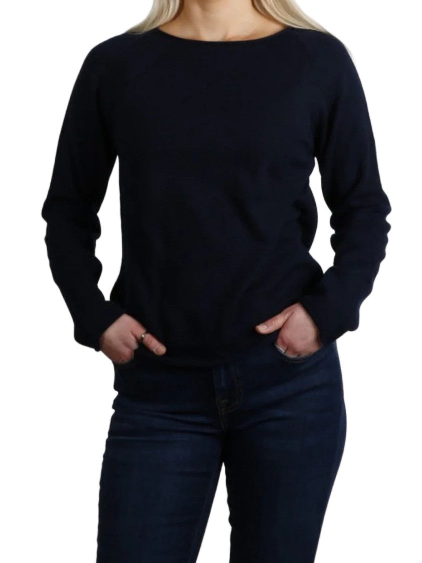 Gran Sasso Black Fitted Round Neck Cashmere Sweater
