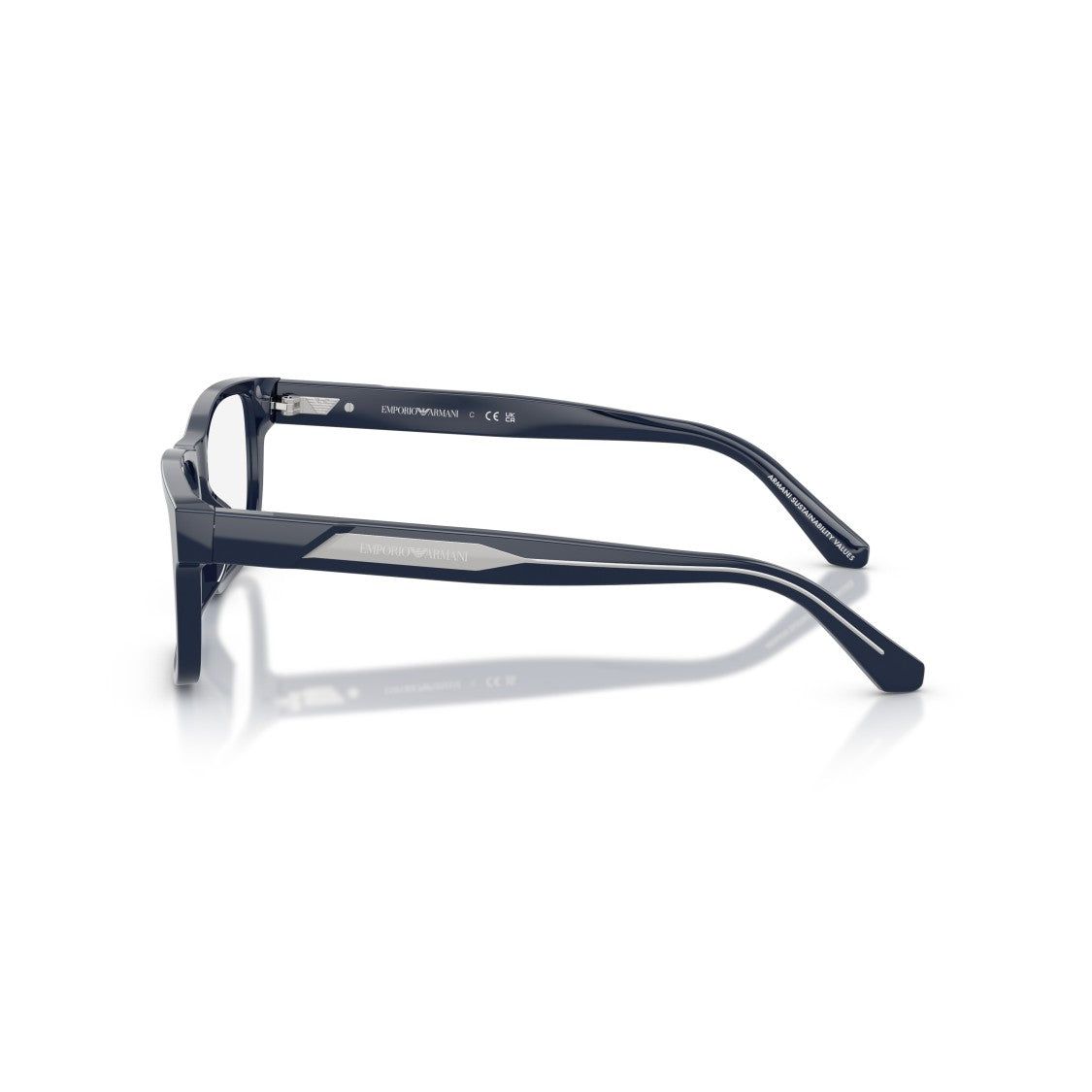 Emporio Armani 0Ea3265u Rectangular Black Acetate Eyeglasses With Metallic Accents