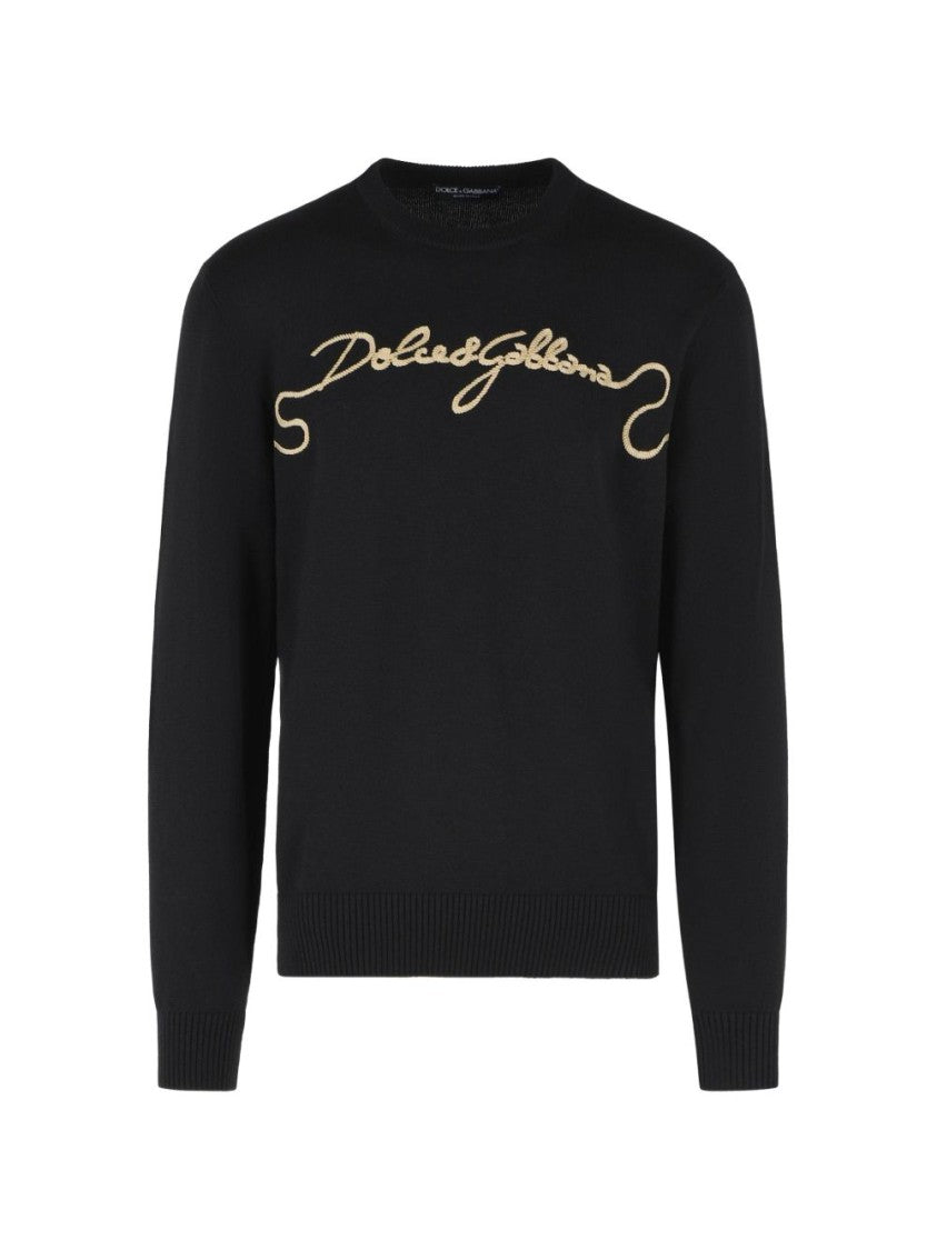 Dolce & Gabbana Black Long-Sleeve Contrasting Script Sweater