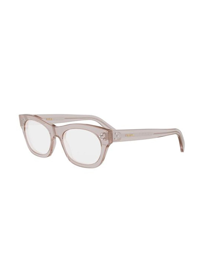 Celine Translucent Light Beige Rectangular Optical Frames With Curved Temples