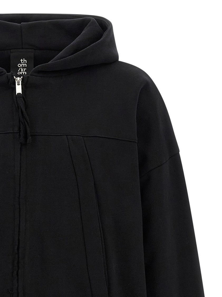 Thom Krom Hoodie With Metal Zip Closure And Knitted Trim