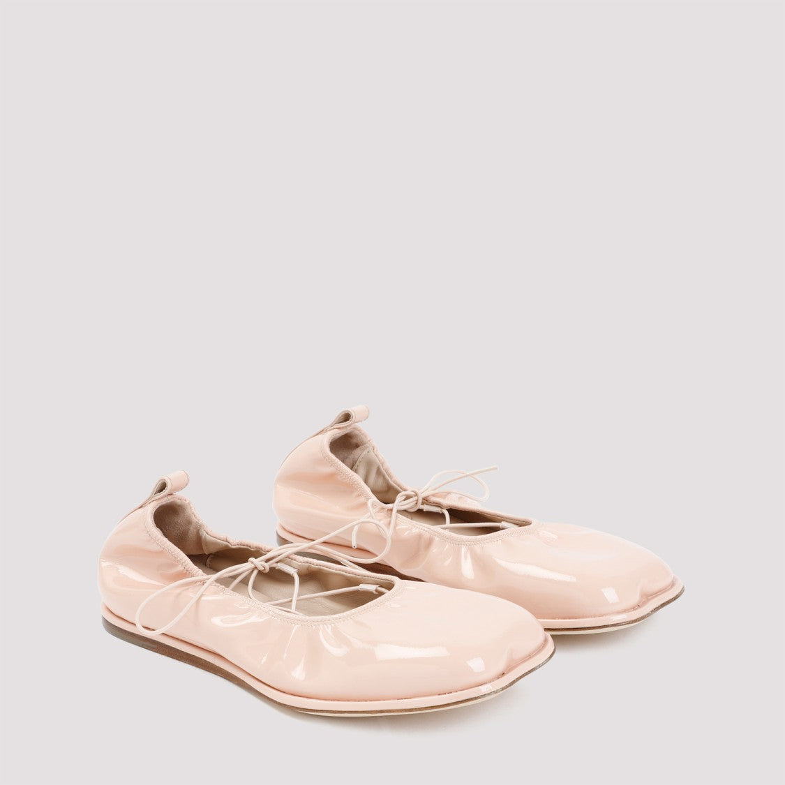 Simone Rocha Pink Powder Patent Heart Toe Lace-Up Ballerina