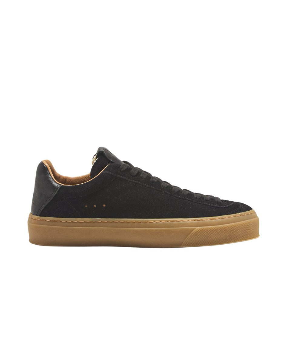 Aqua Alta Venice Black Suede Sneakers With Leather Accents