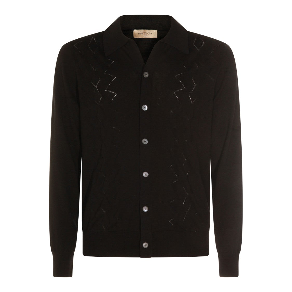 Piacenza Cashmere Long-Sleeve Button-Up Shirt With Zigzag Pattern