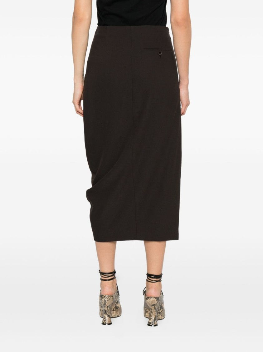 Lanvin High Waist Asymmetric Hem Skirt