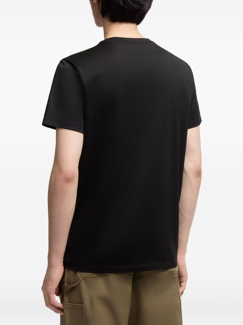 Moncler Minimalistic Black Cotton T-Shirt With Embroidered Logo