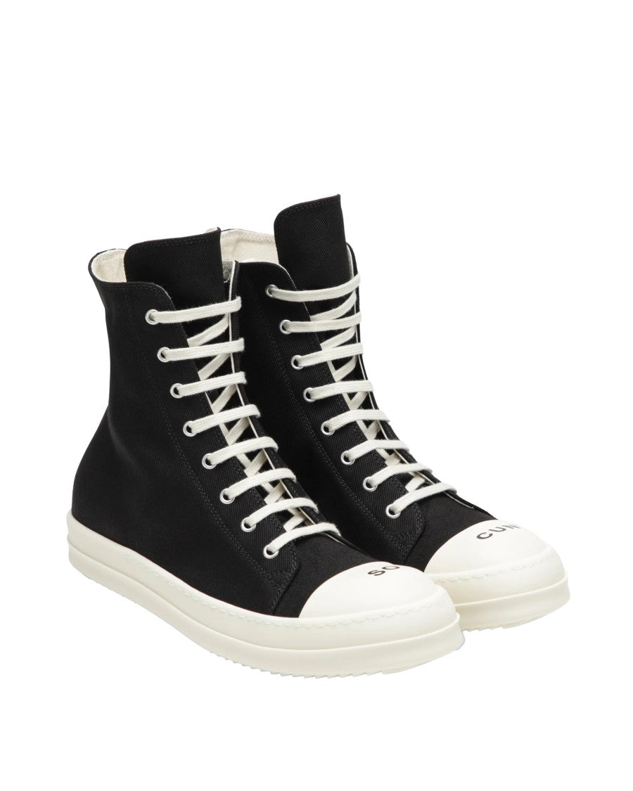 Drkshdw By Rick Owens Black High-Top Canvas Sneakers