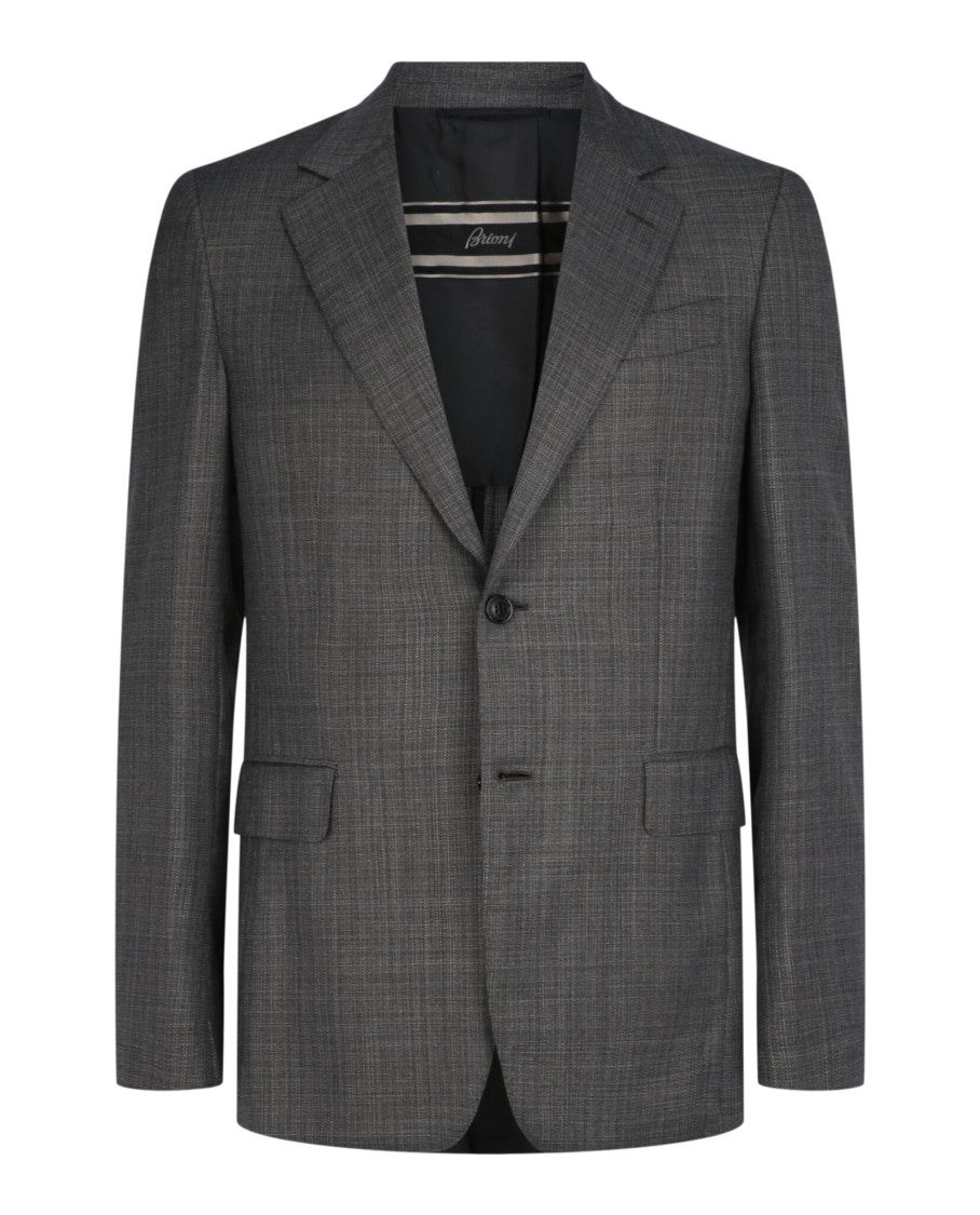 Brioni Single-Breasted Wool Blazer With Notched Lapel And Flap Pockets