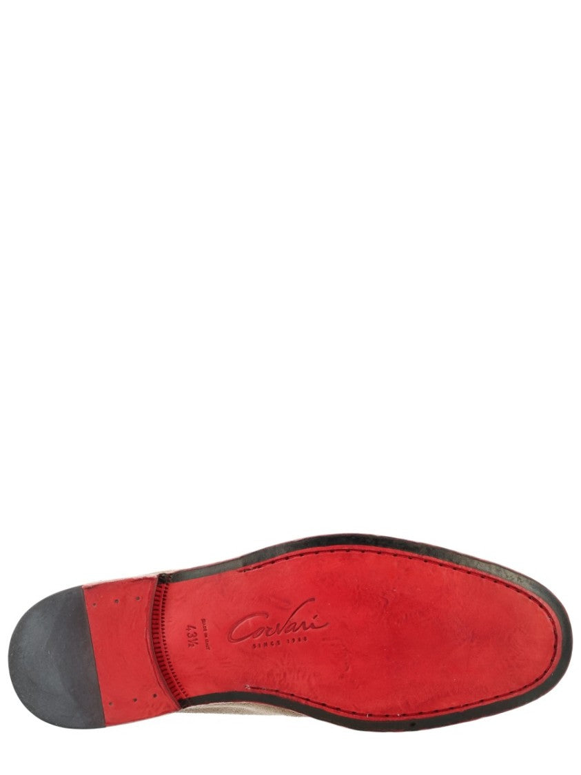Corvari Brown Suede Loafers With Red Soles