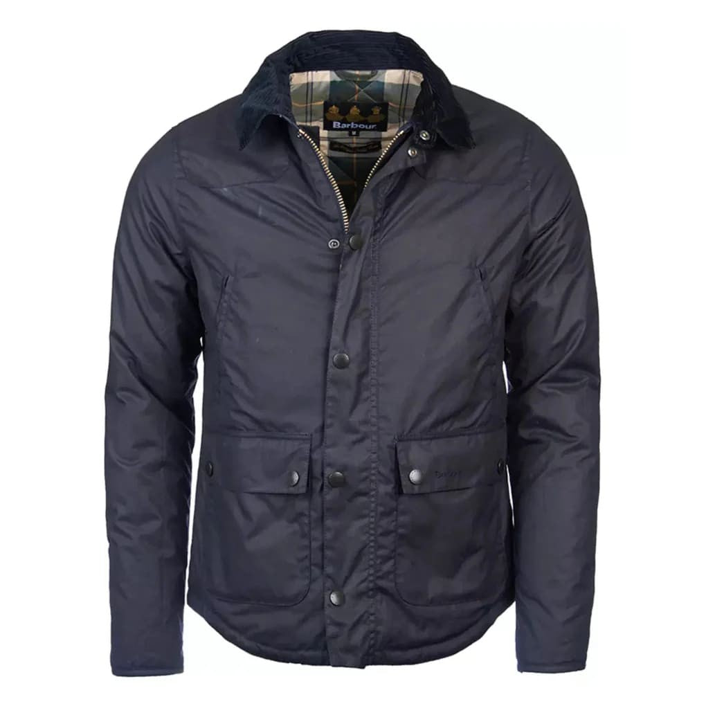 Barbour Waxed Cotton Blue Jacket With Button Closure