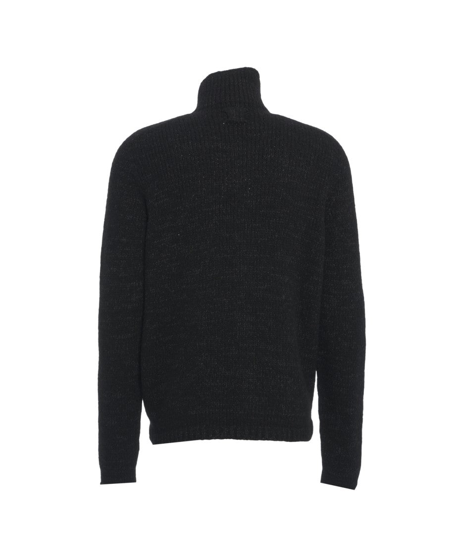 Hannes Roether Ribbed Knit Cardigan With High Collar