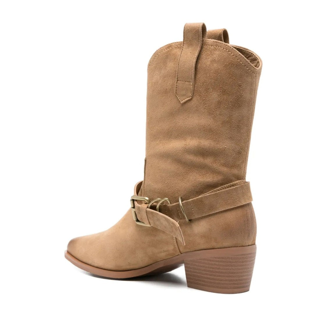 Adrianna Feretti Brown Western-Inspired Stacked Heel Suede Boots