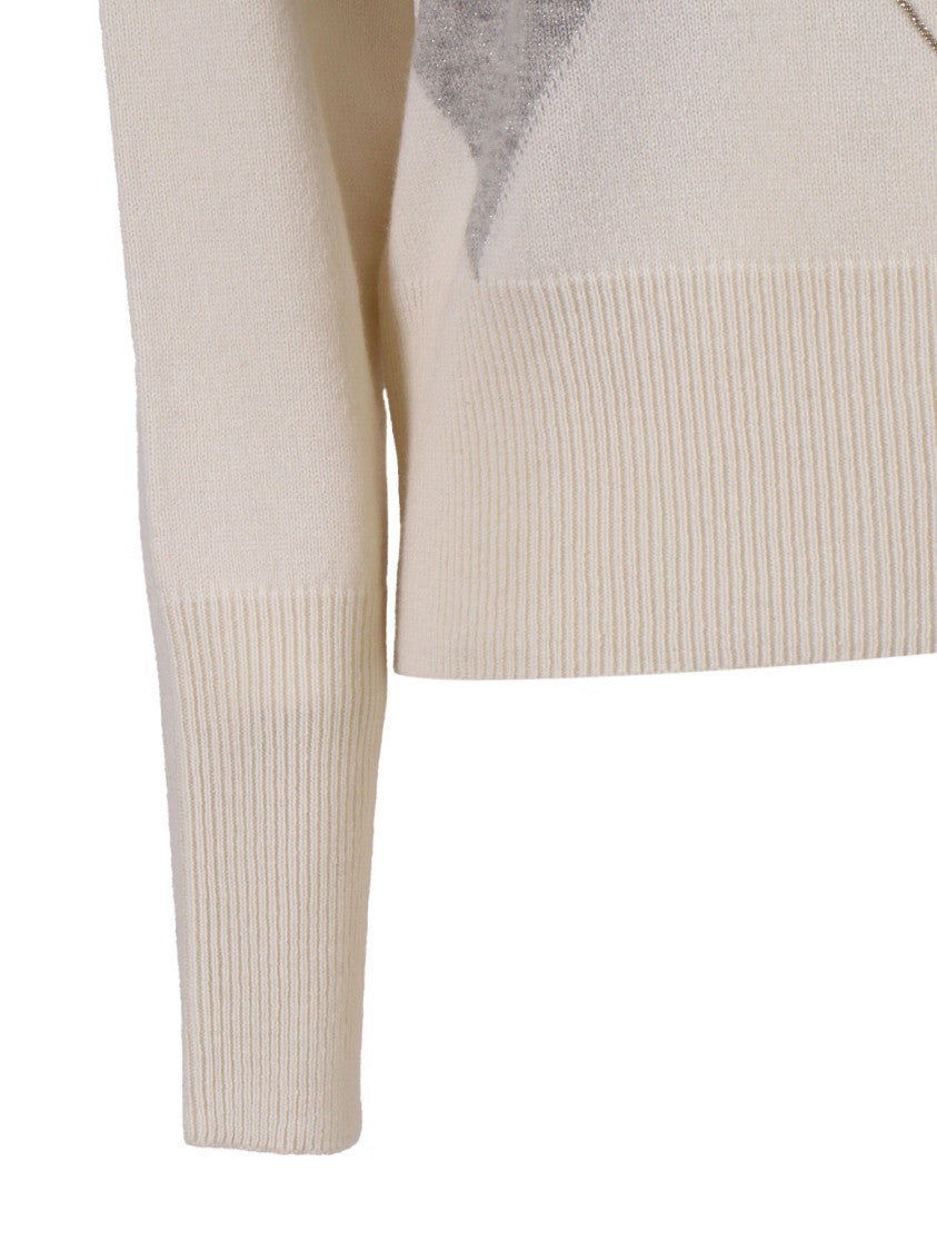 Peserico Knitted Sweater With Muted Argyle Pattern