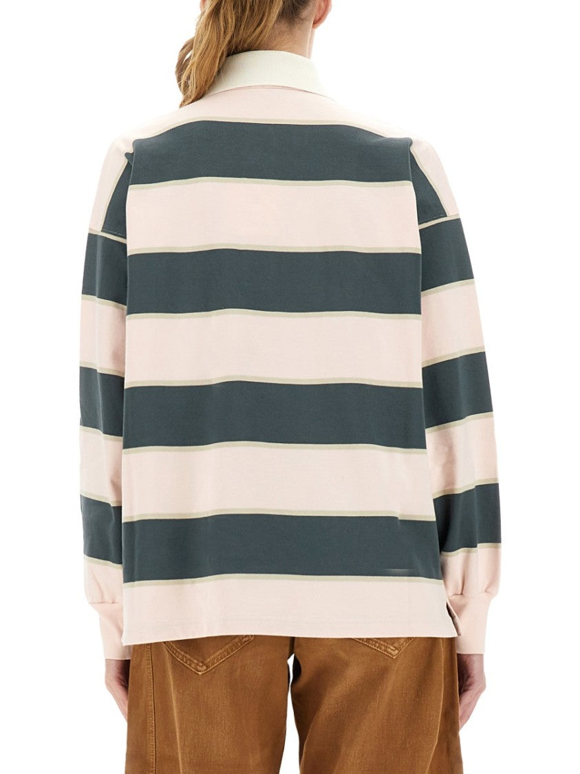 Autry Horizontal Striped Long-Sleeved Polo Shirt