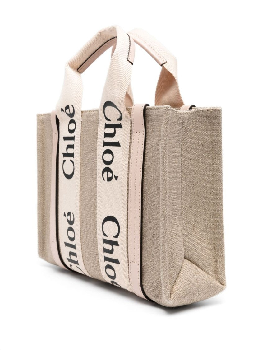 Chloé Beige Small Woody Rectangular Tote Bag