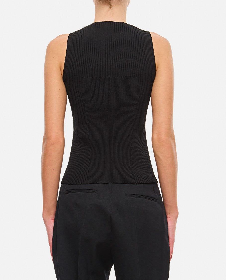 Alexander Mcqueen Slashed Knit Sleeveless Top