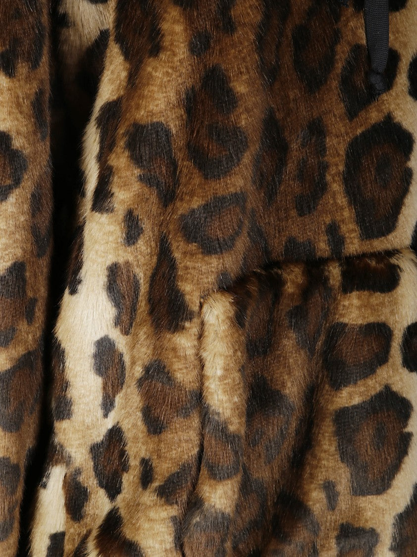 Jejia Oversized Leopard Print Synthetic Fur Hoodie