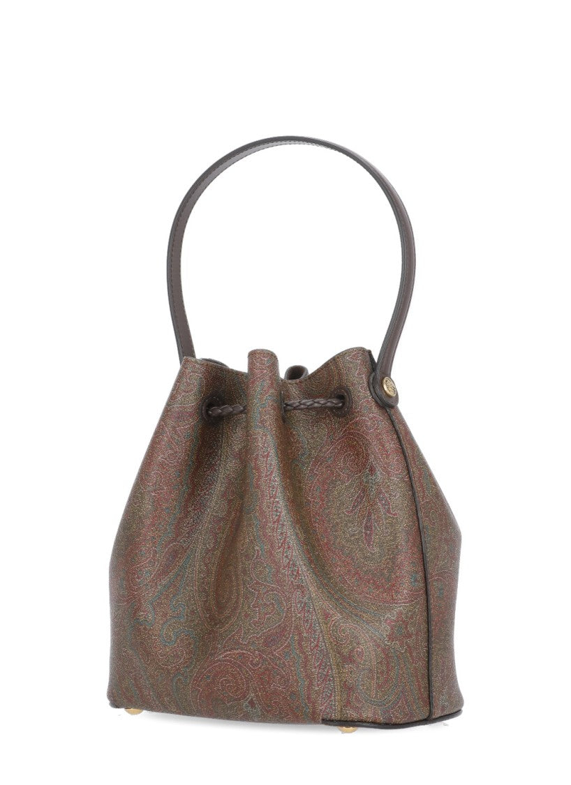 Etro Brown Cotton And Leather Bag