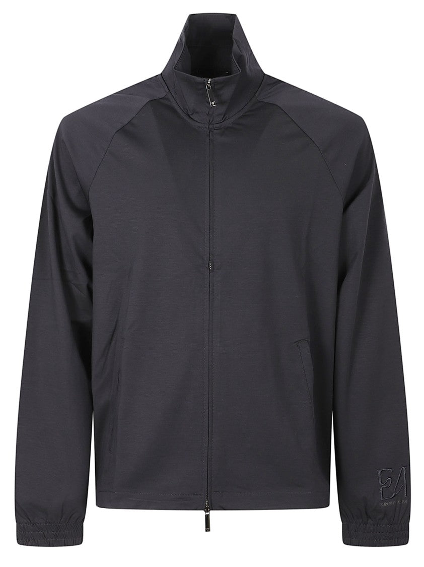 Emporio Armani Minimalist High-Collar Sweater With Full Front Zipper