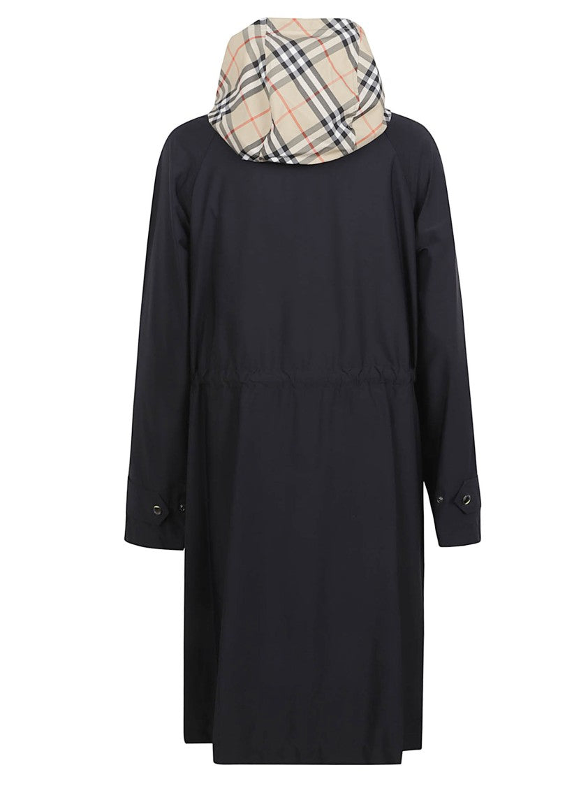 Burberry Nylon Stretch Parka With Equestrian Knight Print And Detachable Hood